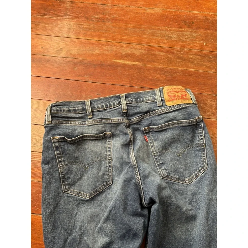 Levi's 511 Jeans Mens Size 38x34‎ Slim Fit Tapered  Stretch Medium Blue Denim